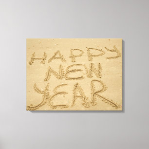Happy New Year in Sand Canvas Print