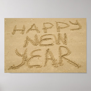 Happy New Year in Sand Poster