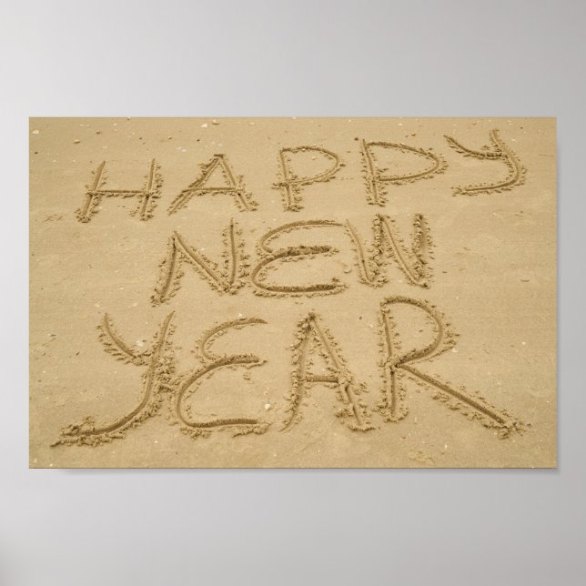 Happy New Year in Sand Poster (Front)