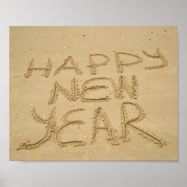 Happy New Year in Sand Poster (Front)