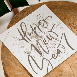 Happy New Year in sephia fog handwritten text Holiday Card