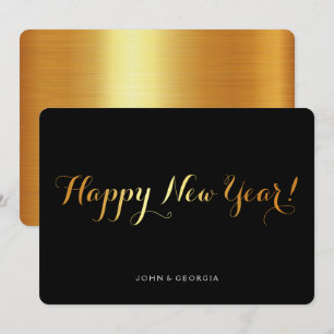 Happy New Year invitation card black and gold
