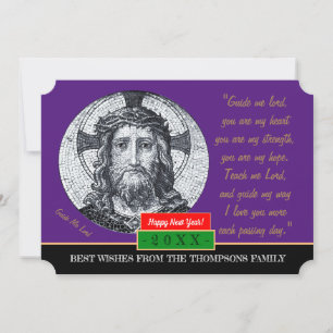Happy New Year & Jesus Christ Prayer "Guide Me" Holiday Card