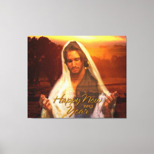 Happy New Year Jesus Wrapped Canvas
