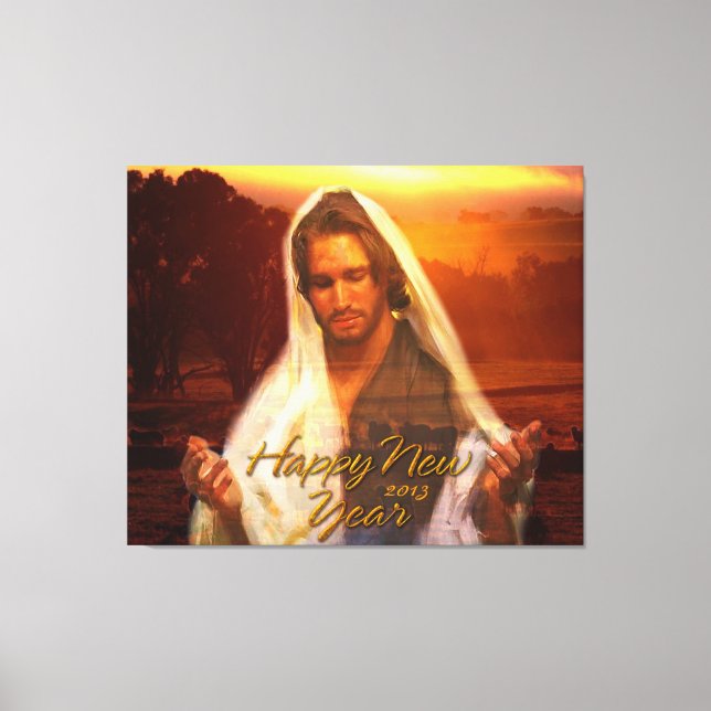 Happy New Year Jesus Wrapped Canvas (Front)