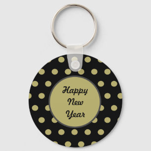 Happy New Year Keychain (Black & Gold)