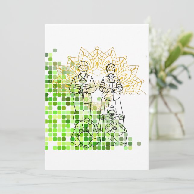 Happy New Year, Korean traditional culture Holiday Card (Standing Front)