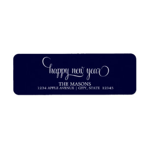 Happy New Year Lowercase Script Dark Blue
