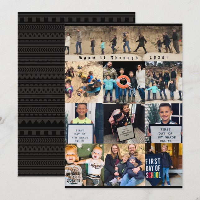 Happy New Year Made it Thru Family Photo Collage Invitation (Front/Back)