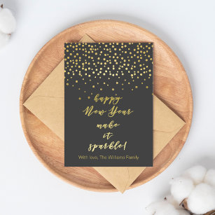 Happy New Year, make it sparkle! Gold Sparkles Postcard