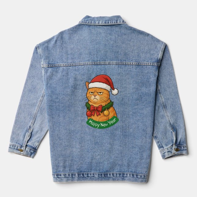 HAPPY NEW YEAR, MEOWY CHRISTMAS, MERRY XMAS DENIM JACKET (Back)