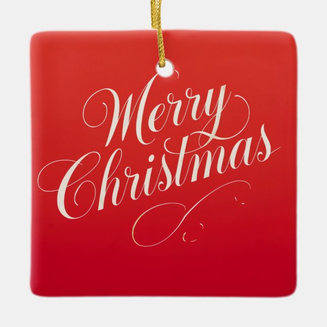 Happy New Year Merry Christmas Holiday Season Ceramic Ornament (Front)