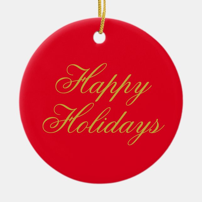 Happy New Year Merry Christmas Holiday Season Ceramic Tree Decoration (Front)