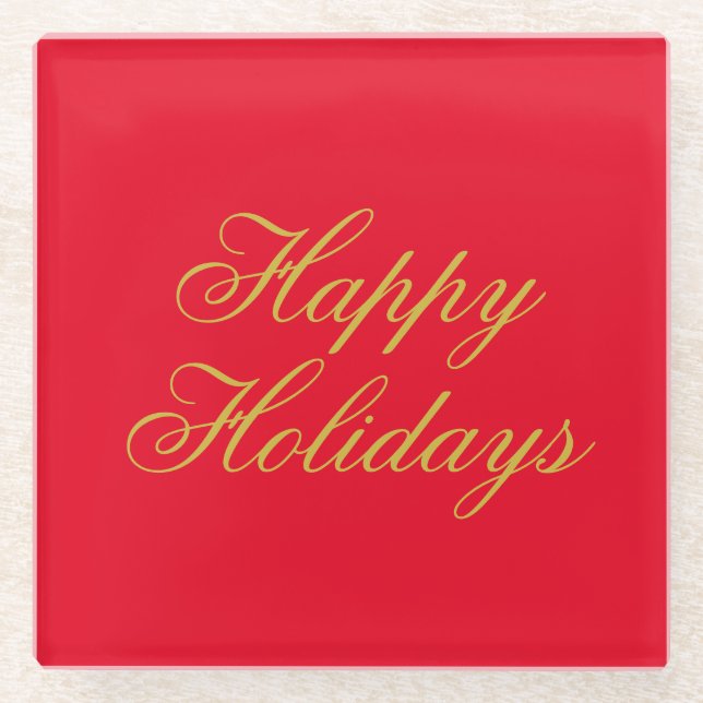 Happy New Year Merry Christmas Holiday Season Glass Coaster (Front)