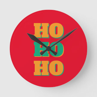Happy New Year Merry Christmas Holiday Season HoHo Round Clock