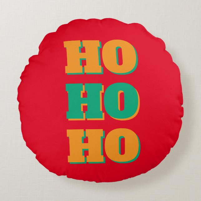 Happy New Year Merry Christmas Holiday Season HoHo Round Cushion (Front)