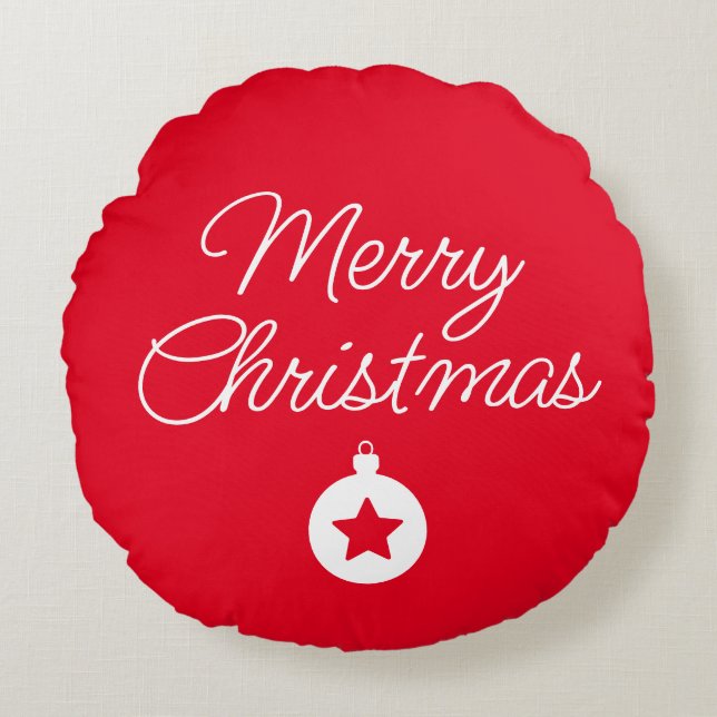 Happy New Year Merry Christmas Holiday Season Round Cushion (Front)