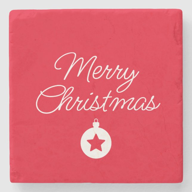 Happy New Year Merry Christmas Holiday Season Stone Coaster (Front)