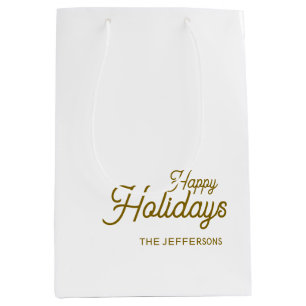 Happy New Year Merry Christmas Seasonal Family Medium Gift Bag