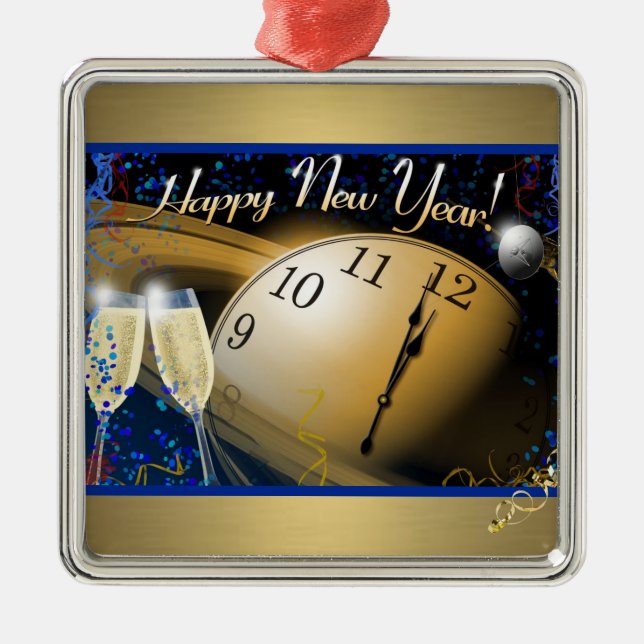 Happy New Year Metal Tree Decoration (Front)