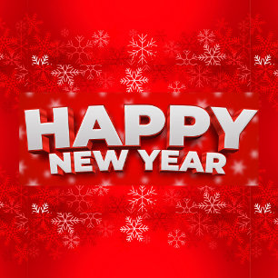 Happy New Year Metal Tree Decoration