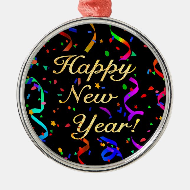 "Happy New Year!" Metal Tree Decoration (Front)