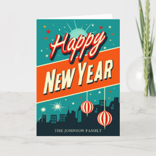 Happy New Year Mid-Century Modern Holiday Card