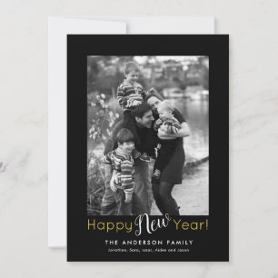 Happy New Year Minimal   Vertical Photo Holiday Card