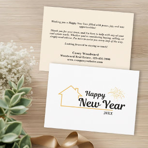 Happy New Year Minimalist Real Estate Marketing Card