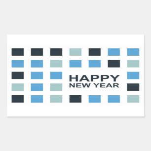 happy new year (mod squares) rectangular sticker