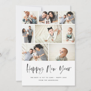 Happy New Year Modern Family Photo Collage Review Holiday Card
