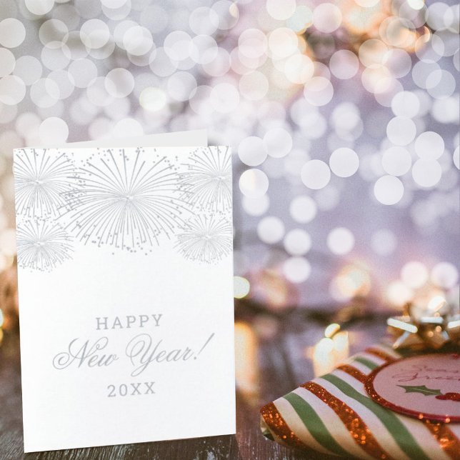 Happy New Year! Modern Fireworks Photo Foil Card (Creator Uploaded)