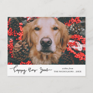 Happy New Year Modern Holiday Dog Pet Photo
