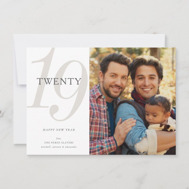 Happy New Year Modern Minimalist Holiday Photo Card (Front)