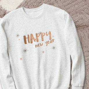 Happy New Year Modern Rose Gold Typography Sweatshirt