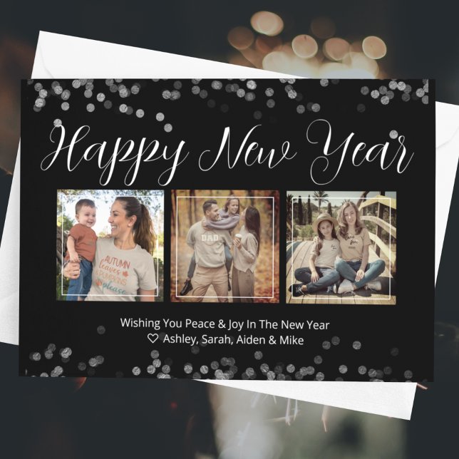Happy New Year Modern Script Photo Card (Creator Uploaded)