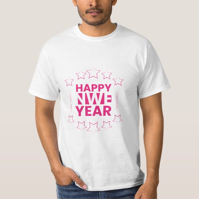 Happy New Year Modern Stylist  T-Shirt Design (Front)