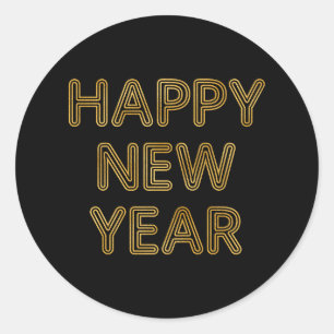 Happy New Year Modern Typography Classic Round Sticker