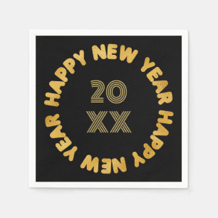 Happy New Year Modern Typography Napkin