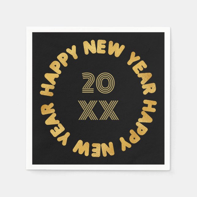 Happy New Year Modern Typography Napkin (Front)