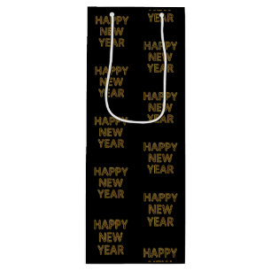 Happy New Year Modern Typography Wine Gift Bag