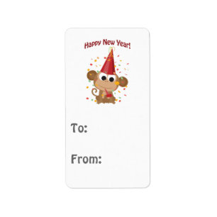 Happy New Year Monkey Label
