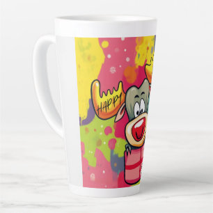 Happy New Year Moose - Festive Celebration Design Latte Mug