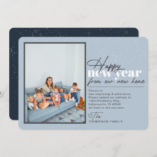 Happy New Year Moving Announcement Blue Photo
