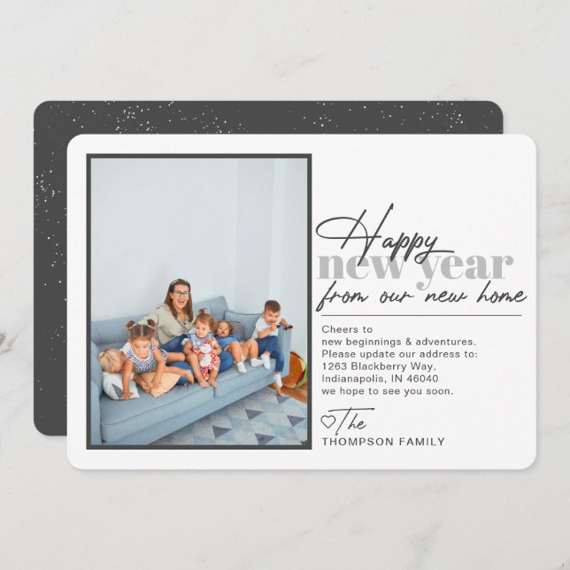 Happy New Year Moving Announcement Photo (Front/Back)