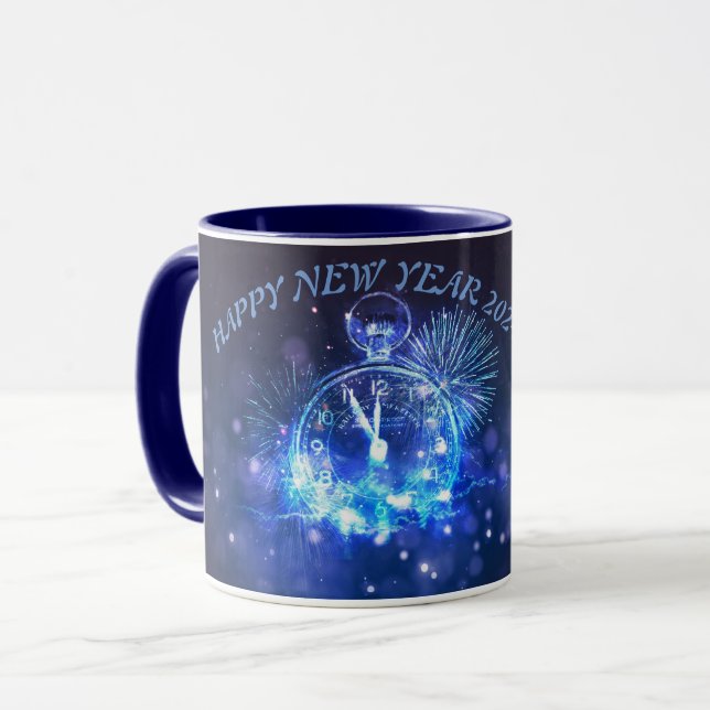 Happy New Year Mugs 2024 navy blue colour  (Front Left)