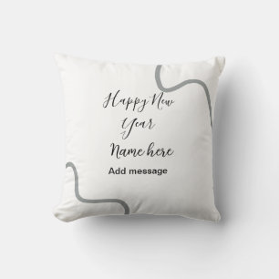 Happy new year name message gray simple holiday  cushion