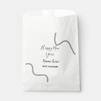 Happy new year name message gray simple holiday  favour bags