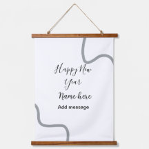 Happy new year name message gray simple holiday 