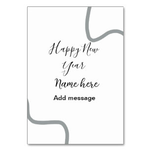 Happy new year name message gray simple holiday  table number